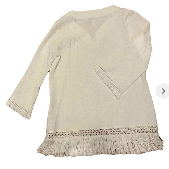 Bright White Sara Campbell Fringed Top - Picture 2 of 2